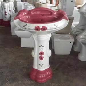 อ่างล้างหน้าฐานตั้งพื้นแบบเซรามิกชิ้นเดียวทรงกลมลายแฟนซี - Product Image 4