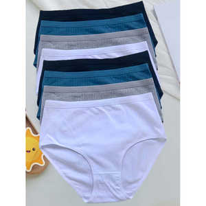 กางเกงในไร้ตะเข็บแบบซี่โครง 8 ชิ้น สำหรับผู้หญิง เอวสูง ไซส์ XL ชุดชั้นในเรียบง่าย สวมใส่สบาย ระบายอากาศได้ดี ยืดหยุ่น ชุดชั้นในและกางเกงใน - Product Image 6