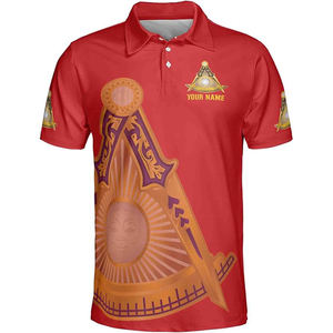 Hombres de alta calidad hechos a medida para camisa Polo Masonería Maestro Masónico Sublimado con mangas cortas de patrón sólido - Product Image 2