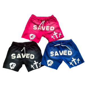 Custom Acid Wash Cotton Embroidery Patch Hip Hop Streetwear <b>Baggy</b> <b>Shorts</b> - Product Image 6