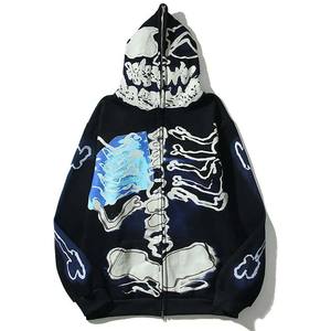 Chaqueta CON CAPUCHA DE Hip Hop Y2K Grunge Skull Skeleton Bones Print Emo Zip Up Sudaderas con capucha hombre hoodi Casual Punk Gothic Clothes - Product Image 5