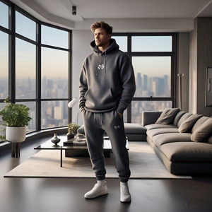 ชุดวอร์มมีฮู้ดสำหรับผู้ชายชุดวอร์มผ้าฟลีซสำหรับวิ่งจ๊อกกิ้ง - Product Image 4