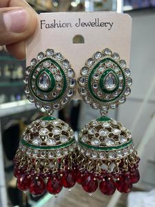 Traditional & <b>Fashionable</b> Latest Designer Indian Wholesale Jewelry of Jhumka Kundan <b>Earring</b> Set for Women & Girl Stylish <b>Earring</b> - Product Image 3