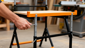 นี่คือแท่นวางเลื่อยแบบพับได้ ปรับความสูงได้ ทนทาน (แท่นทำ<span class=keywords><strong>งาน</strong></span>) - Product Image 3