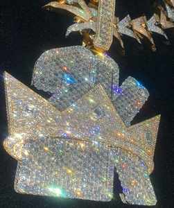 จี้รูปกางเขนประดับเพชรโมอิสซาไนต์ทรงกลม 3 เม็ด ชุบทองคำขาว 18K ได้รับการรับรองจาก GRA สไตล์ฮิปฮอป เหมาะสำหรับเป็นของขวัญงานแต่งงาน - Product Image 3