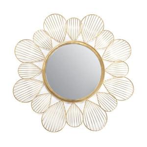 Wire <b>Leaf</b> Frame Bohemian Round Mirror Antique Brass Metallic Finish Modern <b>Wall</b> <b>Decor</b> - Product Image 1