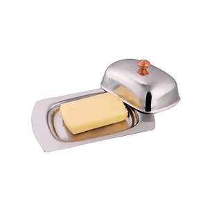 Plato de mantequilla de acero inoxidable Tapa de acero inoxidable Butter Keeper Pot con elegante y nuevo plato de mantequilla clásico - Product Image 4
