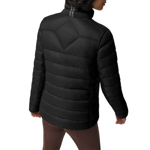 2025, venta al por mayor, chaqueta acolchada de Color negro sólido para mujer, logotipo personalizado, tela transpirable, relleno de algodón, chaqueta de burbujas con cremallera - Product Image 3