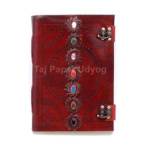 2025 personalizable grande Vintage marrón en relieve A4 diario 120 páginas interiores siete piedras de Chakra cubierta de cuero diario escolar regalo - Product Image 2