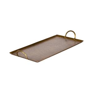 Bandeja de servicio de textura de diseño elegante con bandeja de forma rectangular con acabado de cobre para utensilios de cocina para el hogar y el hotel para servir bebidas - Product Image 1