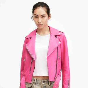 Custom Women's Pink PU Faux Leather <b>Jacket</b> Slim Fit Motorcycle Biker Coat Fashion <b>Ladies</b> Short Streetwear Outerwear Wholesale - Product Image 1