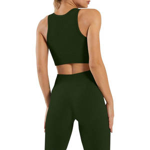 Ensemble de yoga pour femmes à prix abordable, confortable, motif uni, avec taille élastique respirante - Product Image 6