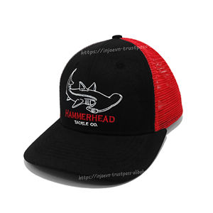 หมวกทรูเกอร์ผ้าฝ้าย100% 6แผงปักโลโก้แบบแบนด้านหลังตาข่ายดูโปรไฟล์ทันสมัยสำหรับกลางแจ้งลำลอง - Product Image 1