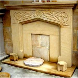 Article de cheminée en pierre de conception moderne d'hôtel de la meilleure qualité Artisanat Décoration intérieure Grande dalle polie Support technique inclus - Product Image 2