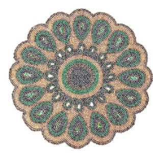 Direct Factory Wholesale Flower Designed <b>Green</b> Bead Placemat Indoor Parties Centre <b>Table</b> Decorative <b>Mat</b> For Home Hotels - Product Image 1