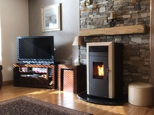 Alimentación automática Estufa de pellets de madera contemporánea de aluminio de 60-200 metros cuadrados Garantía de 2 años para villas independientes - Product Image 2