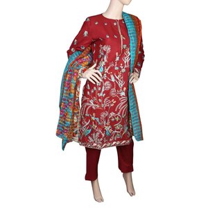 Traje de 3 Piezas Bordado para Mujer - Color Granate - Product Image 1