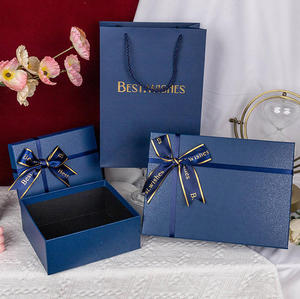 Luxury <b>Gift</b> <b>Box</b> with Light & Bow - Orange/Blue <b>Empty</b> Packaging <b>for</b> Perfume Cosmetics, Birthday Wedding Party - Product Image 4