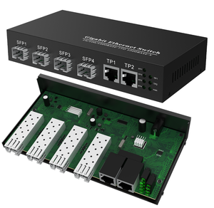 Convertidor SFP a Fibra Óptica Gigabit 10/100/1000M RJ45, 2 Ópticos 4 Eléctricos SFP para Solución de Red FTTX - Product Image 1