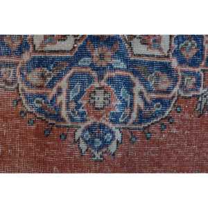 Alfombra Turca de 3.9x6.5 pies, Alfombra Vintage con Borde Azul - Product Image 5