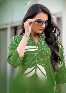 ชุดเดรสผ้าไหมสไตล์อินเดีย vichitra พร้อมกางเกงผ้าคอตตอนทำมือปักลายดอกไม้สำหรับงานปาร์ตี้ - Product Image 3