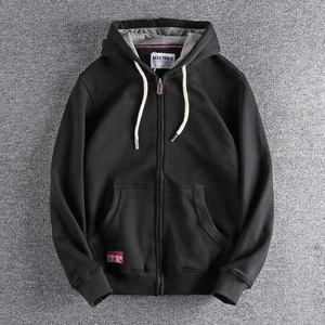 High Quality 100% Cotton Plain Light Weight Blank Oversized Front <b>Full</b> <b>Zip</b>-up Plus Size Men's Fleece Pullover <b>Hoodies</b> Winter - Product Image 5