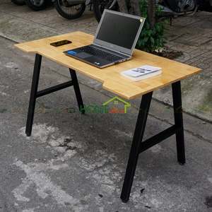 BNVCN78008-1.2m X 60cm Rubber Wood <b>Computer</b> <b>Desk</b> with A-Shaped Iron Legs (25x50mm) Assembly Required - Product Image 3