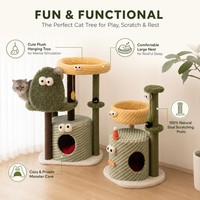 Monster Series Villa pour chat intégrée moderne 4 niveaux 85 cm Écologique Multifonctionnelle Griffoir pour chat Corde en sisal Peluche