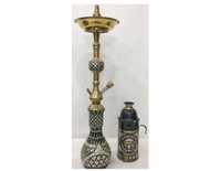 Chichas Farida, chichas égyptiennes de luxe |   Mini chicha artisanale en laiton avec finition laquée et décoration en nacre véritable 75cm 1