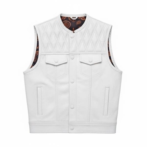 Chaleco de Motociclista de Cuero Genuino de Alta Calidad Personalizado al por Mayor para Hombre con Ajuste Clásico y Construcción Duradera - Product Image 1