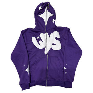 2026 nuevo diseño personalizado cubierta negro cremallera Sudadera con capucha Puff estampado completo Zip up Hoodie logotipo personalizado 3D espuma Puff serigrafía sudaderas con capucha - Product Image 6