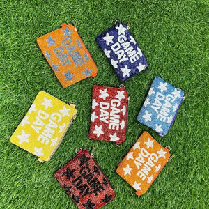 Porte-monnaie perlé au design classique et tendance, fermeture éclair, rangement facile, transport de voyage, en tissu de coton, couleurs assorties, cadeau de remerciement - Product Image 1