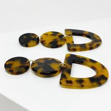 Resin tortoise Oval Earring Collection Hot Sale Bohemian Colourful <b>Statement</b> Drop Women Ethnic Handmade <b>Jewelry</b> BY HF CRAFTS - Product Image 3