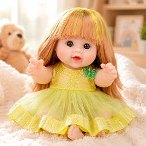 Bambola in Vinile Personalizzata TUSALMO con Pelle Bianca Americana, Capelli Lisci, Vestito Giallo, Giocattolo Educativo Parlante, Regalo all'Ingrosso per <span class=keywords><strong>Ragazze</strong></span> - Product Image 3
