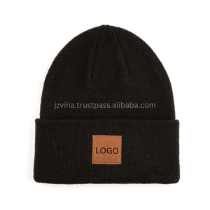 Gorros de Punto Personalizados con Puño Enrollado, Parche de Logotipo de Gamuza, Gorros Clásicos para Adultos, Gorros Cálidos de Invierno, Venta al por Mayor, Fábrica de Vietnam - Product Image 4
