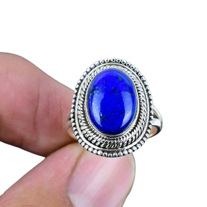 <b>Boho</b> Style 925 Sterling Silver Lapis Gemstone <b>Ring</b> Jewelry Handmade Silver <b>Ring</b> Jewelry For Women Wedding Gift For Her - Product Image 1