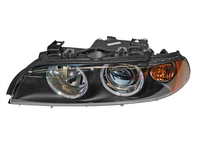 Pour Série 5 E39 1999-2003, unité de phare halogène avec lentille transparente et cadre chromé, compatible avec les ampoules H11/HB3/W5W