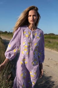 ชุดเดรสปักลายสไตล์โบฮีเมียนชุดเดรสยาวคอ V คอตตอนปักด้วยมือสไตล์โบฮีเมียน100% ตกแต่งด้วยพู่ - Product Image 3