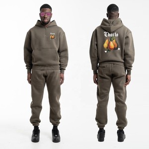 Survêtements d'hiver sur mesure de haute qualité pour hommes, coupe ajustée, 100% coton molletonné, ensembles streetwear - Product Image 2