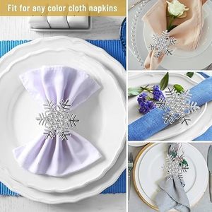 Servilletero de plata alemana de lujo con copos de nieve, servilletero de diamantes de imitación con copos de nieve de Navidad para bodas, fiestas para Decoración de mesa - Product Image 3