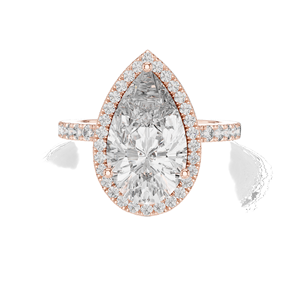 Anillo Halo con Diamante de Laboratorio Corte Pera de 4.47 CT para Mujer, VVS-VS EF CVD, Oro de 18KT, 14KT, 10KT y Plata 925, Oro Rosa, Amarillo, Blanco - Product Image 1