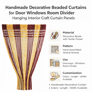 Cortinas Decorativas Hechas a Mano con Cuentas para Puertas, Ventanas, Separador de Ambientes, Paneles de Cortina Colgantes para Interiores - Product Image 6