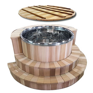 Elegante Jacuzzi de Exterior de Cedro Rojo Premium de 220 cm con 2 Escaleras, Acero Inoxidable de Lujo, Capacidad para 8-10 Personas, 2700 L - Product Image 1