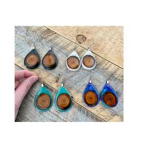 New Fashion Color Wood <b>Resin</b> Latest New Arrival Wholesale Custom Color Fashion <b>Earrings</b> Set Acrylic Earpiece for Women - Product Image 2