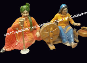 Statues en bois de Bhangra Punjabi pour décoration de mariage moderne et simple, OEM ODM disponible en Inde - Product Image 2