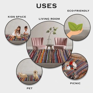 Alfombras de algodón indio hechas a mano, diferentes patrones disponibles - Product Image 3