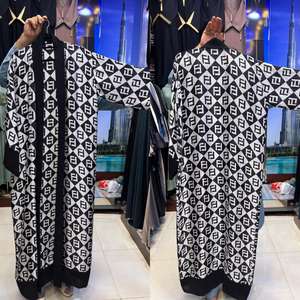 Caftan de conception marocaine de Dubaï 2025, Abaya musulmane traditionnelle noire avec travail manuel, matière polyester, anti-froissement, taille personnalisée - Product Image 1