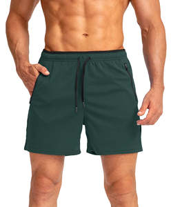 <b>Men's</b> Casual Mid Waist Solid Running <b>Shorts</b> with Zipper Pockets Quick Dry Gym Athletic Workout <b>Shorts</b> - Product Image 2
