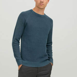 เสื้อสเวตเตอร์ขน100% ของผู้ชายเสื้อสเวตเตอร์แบบสวมหัวแขนยาวระบายอากาศได้ดีดีไซน์ใหม่ - Product Image 4