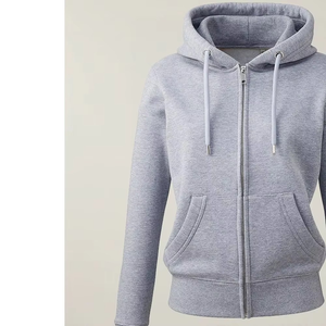 Sweat-shirt décontracté pour femme, coupe régulière, polaire respirant, fermeture éclair, avec poche kangourou et logo sur le devant - Product Image 2